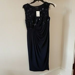 Navy blue sequins top dress